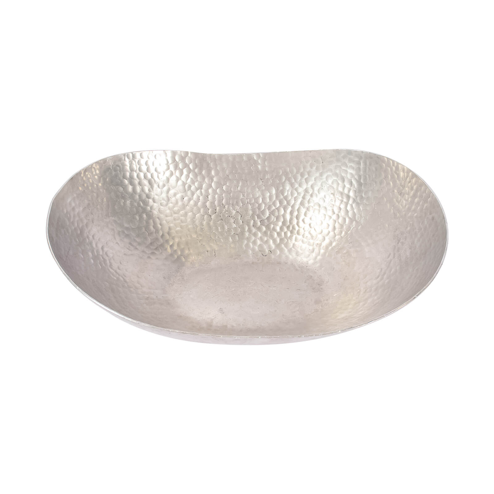 Hammered Aluminum Large Oval Bowl 14